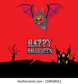 vector happy halloween card. halloween design template background with bat