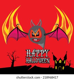 vector happy halloween card. halloween design template background with bat