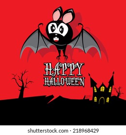 vector happy halloween card. halloween design template background with bat