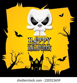 vector happy halloween card. halloween design template background with skull
