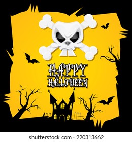 vector happy halloween card. halloween design template background with skull