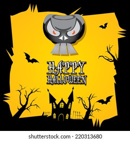 vector happy halloween card. halloween design template background with skull
