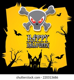 vector happy halloween card. halloween design template background with skull