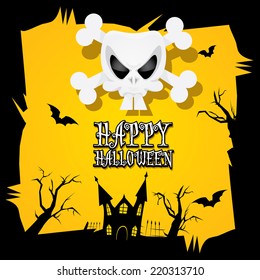 vector happy halloween card. halloween design template background with skull