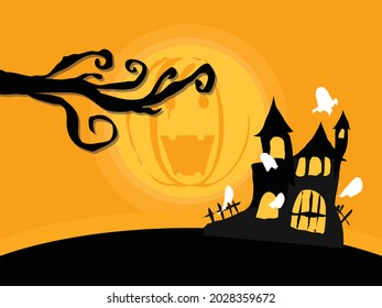 vector happy Halloween day with dark cattle 