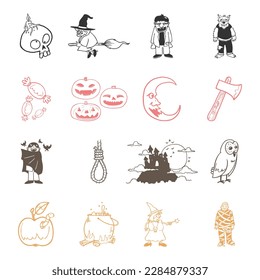 vector happy Halloween vector design element set isolated on a white background