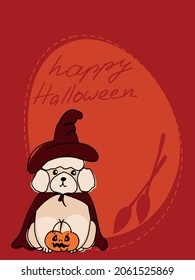 Vector Happy Halloween - dog in monsters costumes, Halloween party. Illustration, banner, post