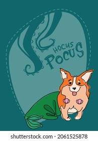 Vector Happy Halloween - dog in monsters costumes, Halloween party. Illustration, banner, post