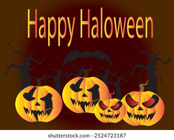vector happy halloween greeting card, banner