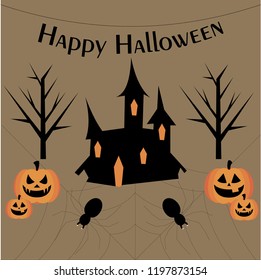 vector happy halloween vector illustration text banner