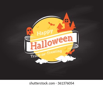 Vector : Happy Halloween logo on black grunge background, Holiday design