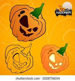 Vector happy halloween on yellow background.