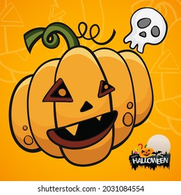 Vector happy halloween on yellow background.