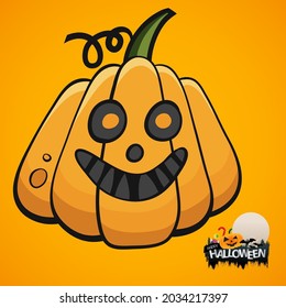 Vector happy halloween on yellow background.