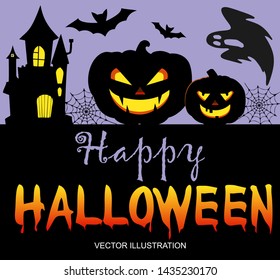 Vector Happy Halloween pumpkin design. Banners party invitation.