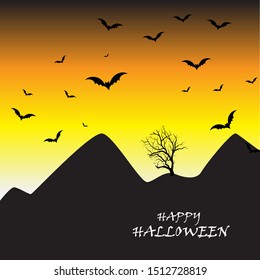 Vector Happy Halloween pumpkin design on moon background, illustrations