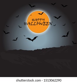 Vector Happy Halloween pumpkin design on moon background, illustrations