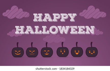 Vector Happy Halloween pumpkin design on night background, illustrations 
