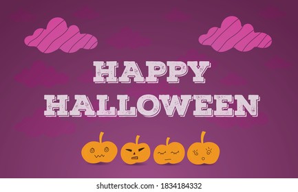 Vector Happy Halloween pumpkin design on night background, illustrations 