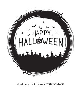 Vector happy halloween text banner with grunge texture.