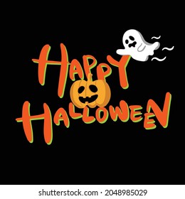 banner de texto de halloween feliz vectorial 