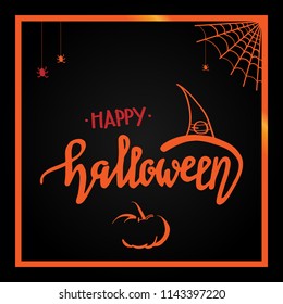 Vector 'Happy Haloween' lettering text. Halloween greeting card in dark colors.