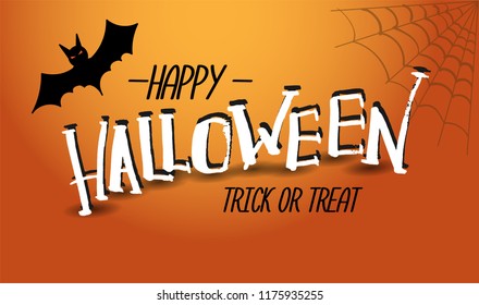 Vector 'Happy Haloween' lettering text. Halloween greeting card in dark colors