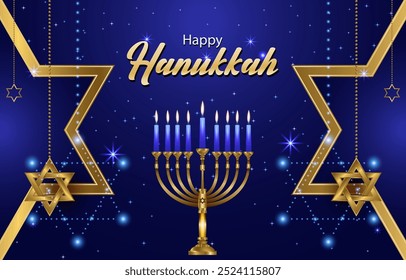 vetor Feliz Hanukkah fundo com símbolos criativos do judaísmo para capa, cartão, cartaz