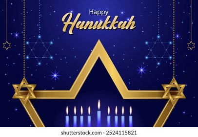 vetor Fundo de Hanukkah feliz com símbolos criativos do judaísmo