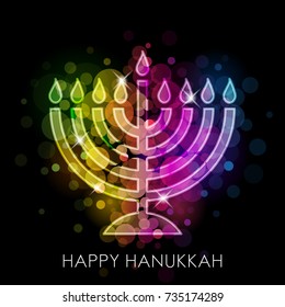 Vector Happy Hanukkah colorful card