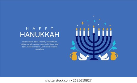 Plantilla de cartel de Hanukkah feliz de Vector