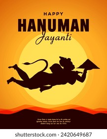 Vector Happy hanuman jayanti hindu festival celebration banner design.