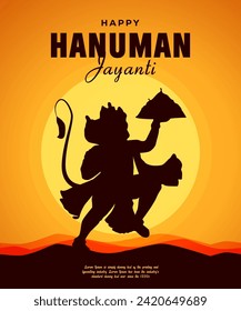 Vector Happy hanuman jayanti hindu festival celebration banner design.