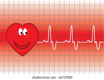vector happy heart and heartbeat