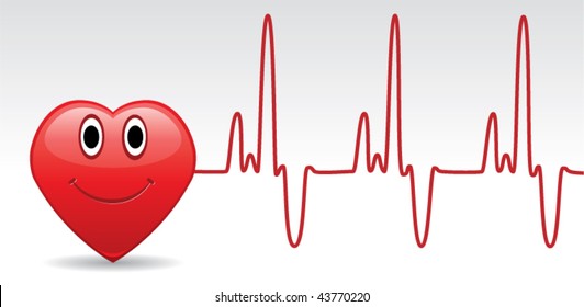vector happy heart and heartbeat