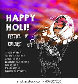 Vector Happy Holi festival of colours 2016 USA Schedule