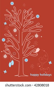 Vector Happy Holiday Christmas tree