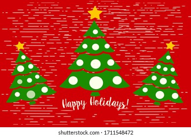 vector happy holiday red background with christmas tree
