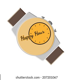 vector of the happy hour background with watch