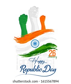 Vector of Happy Indian Republic day celebration banner background 1. 26 january