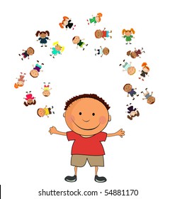 vector happy kids.