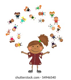 vector happy kids.