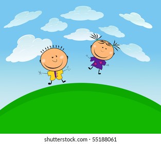 vector happy kids.