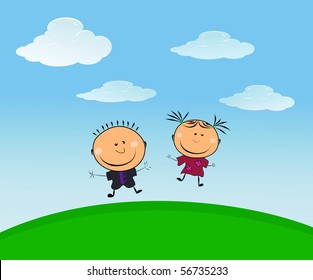 vector happy kids.