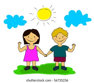 vector happy kids.