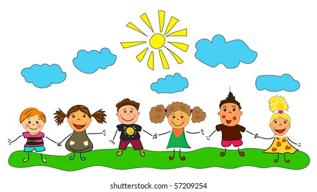 vector happy kids.