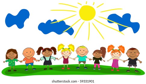 vector happy kids.