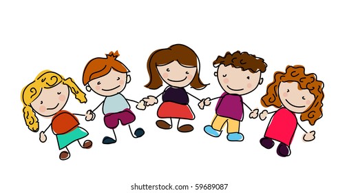 vector happy  kids.