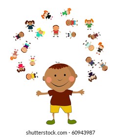 vector happy  kids.