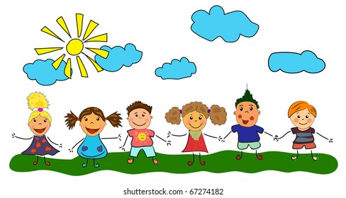 Vector Happy Kids Stock Vector (Royalty Free) 67274182 | Shutterstock